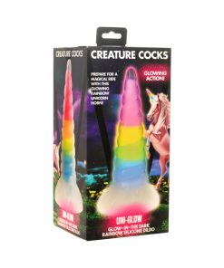 Creature Cocks Uni-Glow Glow-In-The-Dark Rainbow Silicone Dildo