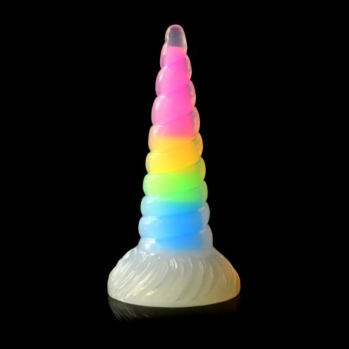 Creature Cocks Uni-Glow Glow-In-The-Dark Rainbow Silicone Dildo - Image 5