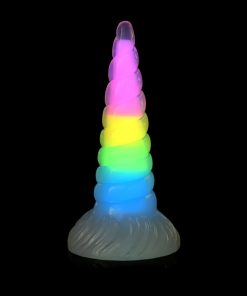 Creature Cocks Uni-Glow Glow-In-The-Dark Rainbow Silicone Dildo