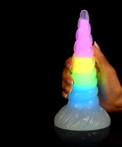 Creature Cocks Uni-Glow Glow-In-The-Dark Rainbow Silicone Dildo