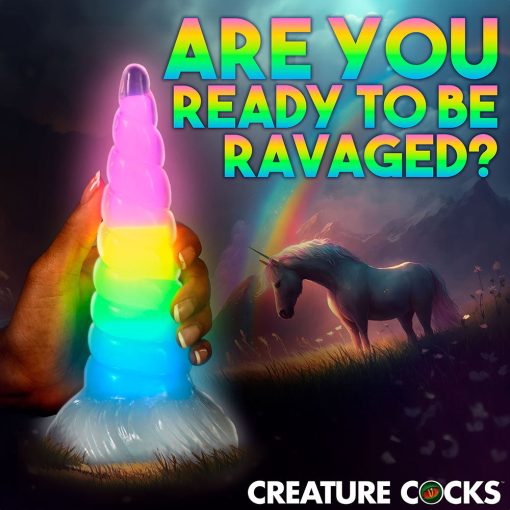 Creature Cocks Uni-Glow Glow-In-The-Dark Rainbow Silicone Dildo - Image 10