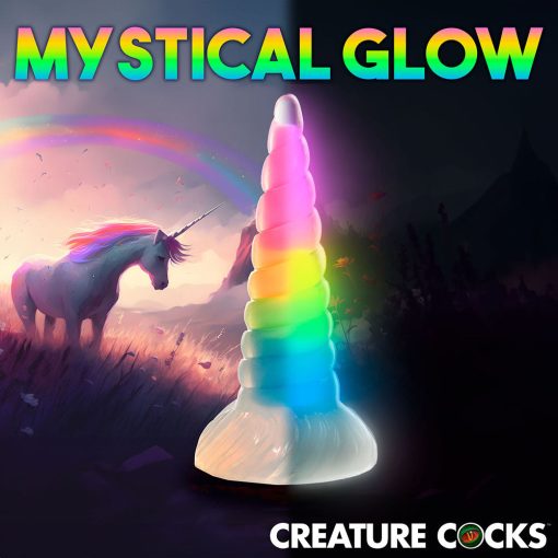 Creature Cocks Uni-Glow Glow-In-The-Dark Rainbow Silicone Dildo - Image 12