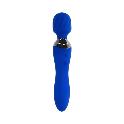 Selopa Blue Belle Rechargeable Dual-Ended Wand Vibrator Silicone Blue - Image 3