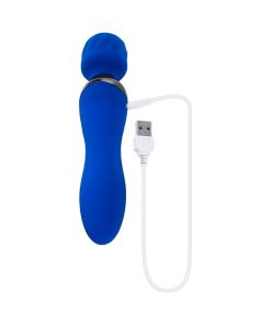 Selopa Blue Belle Rechargeable Dual-Ended Wand Vibrator Silicone Blue