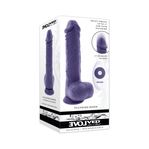 Evolved Pleasure Rider Rechargeable Dildo With Remote Silicone Purple