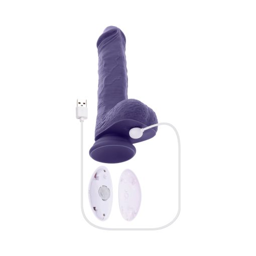 Evolved Pleasure Rider Rechargeable Dildo With Remote Silicone Purple - Image 11