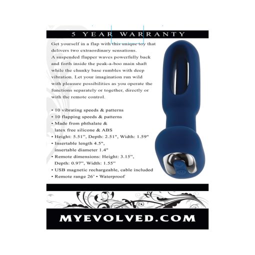 Evolved The Flapper Rechargeable Vibrator With Remote Silicone Blue - Image 11