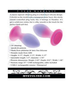 Evolved Paradise Plug Dual Layer Rechargeable Vibrating Anal Plug With Remote Silicone