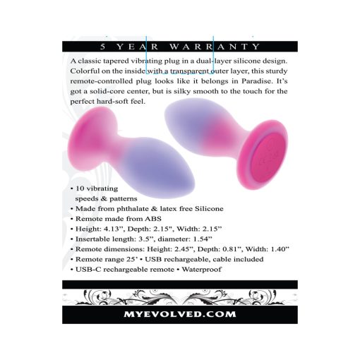 Evolved Paradise Plug Dual Layer Rechargeable Vibrating Anal Plug With Remote Silicone - Image 11