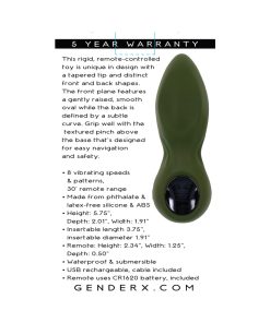 Gender X My Secret Garden Rechargeable Vibrating Anal Plug With Remote Silicone Green