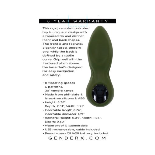 Gender X My Secret Garden Rechargeable Vibrating Anal Plug With Remote Silicone Green - Image 10