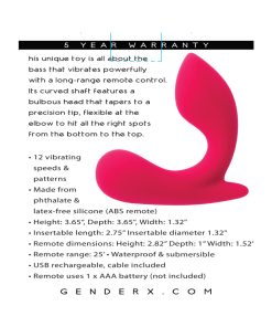 Gender X All About The Bass Rechargeable Vibrator With Remote Silicone Red