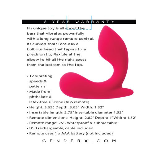Gender X All About The Bass Rechargeable Vibrator With Remote Silicone Red - Image 9