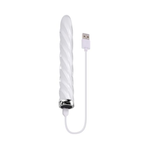 Playboy In A Twist Rechargeable Glass Vibrator White - Image 7