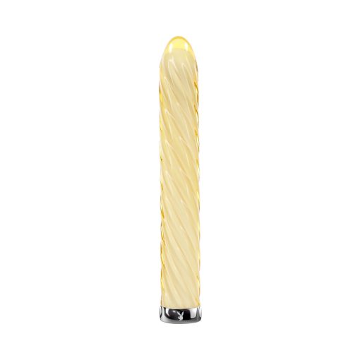 Playboy Twist Of Fate Rechargeable Glass Vibrator Yellow - Image 2