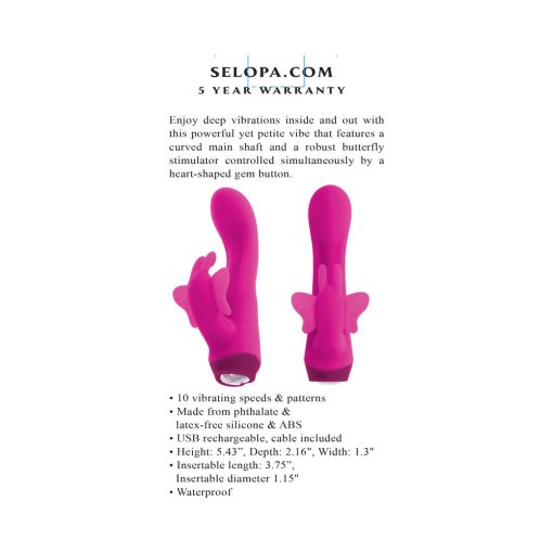 Selopa Butterfly Love Rechargeable Vibrating Dual Stimulator Silicone Pink - Image 7