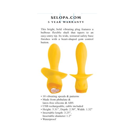 Selopa Mellow Yellow Rechargeable Vibrating Plug Silicone Yellow - Image 8