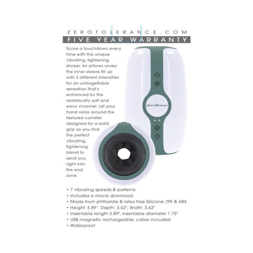 Zero Tolerance Touchdown Rechargeable Vibrating Tightening Stroker Silicone White - Image 10