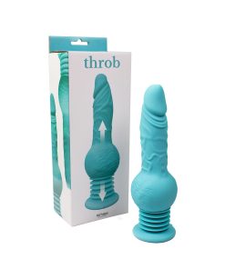 Throb Thrusting Dildo With Balls & Suction Cup Multi-Speed Silicone Teal