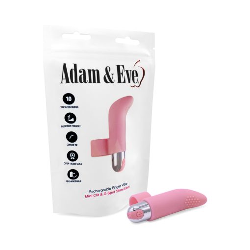 Adam & Eve Silicone Rechargeable Finger Vibe – 10-Mode Waterproof Bullet