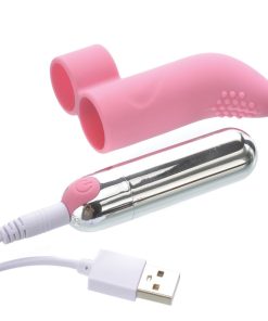 Adam & Eve Silicone Rechargeable Finger Vibe – 10-Mode Waterproof Bullet