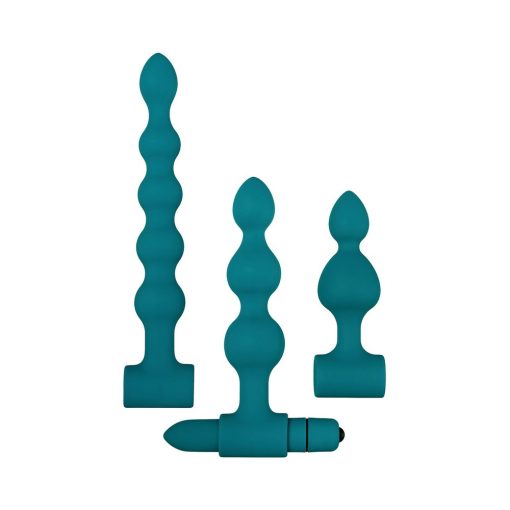 Adam & Eve Vibrating Anal Bead Set – 3 Bumpy Silicone Plugs + Bullet - Image 2