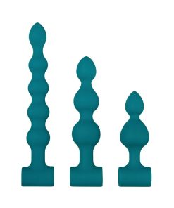 Adam & Eve Vibrating Anal Bead Set – 3 Bumpy Silicone Plugs + Bullet