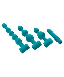Adam & Eve Vibrating Anal Bead Set – 3 Bumpy Silicone Plugs + Bullet