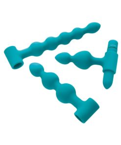 Adam & Eve Vibrating Anal Bead Set – 3 Bumpy Silicone Plugs + Bullet