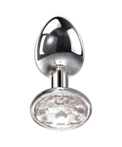 Adam & Eve Small Clear Gem Anal Plug – Beginner Metal Jeweled Butt Plug