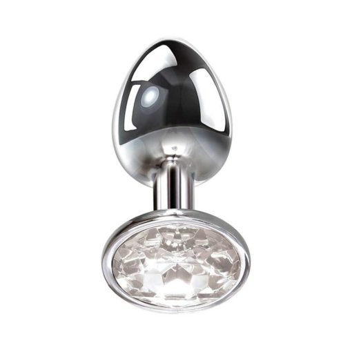 Adam & Eve Small Clear Gem Anal Plug – Beginner Metal Jeweled Butt Plug
