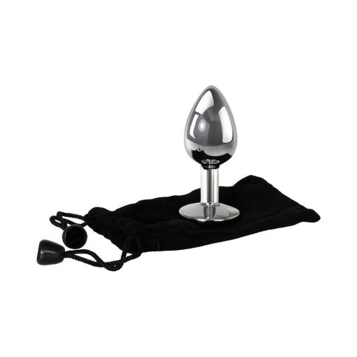 Adam & Eve Small Clear Gem Anal Plug – Beginner Metal Jeweled Butt Plug - Image 3
