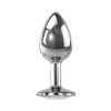 Adam & Eve Medium Metal Anal Plug with Clear Gem – Temperature Play Toy