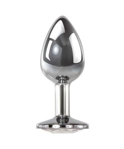 Adam & Eve Medium Metal Anal Plug with Clear Gem – Temperature Play Toy
