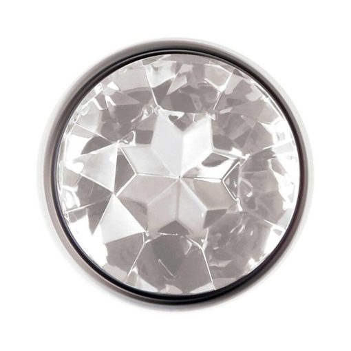 Adam & Eve Medium Metal Anal Plug with Clear Gem – Temperature Play Toy - Image 2