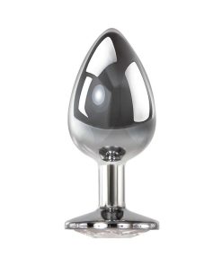 Adam & Eve Large Metal Anal Plug with Clear Gem – Temperature Play Toy