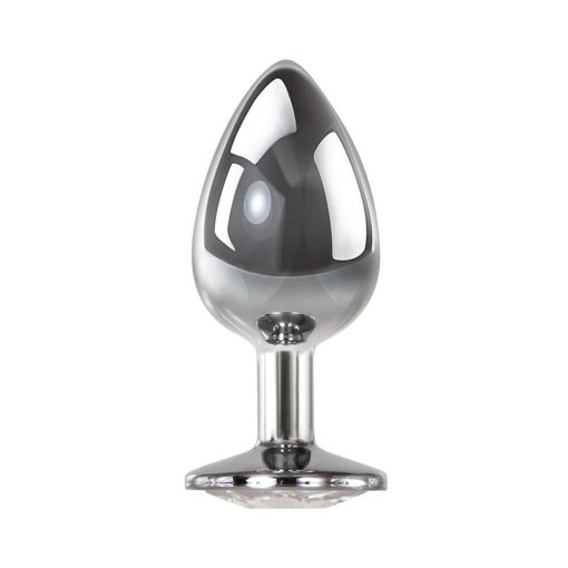 Adam & Eve Large Metal Anal Plug with Clear Gem – Temperature Play Toy