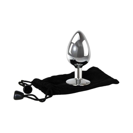 Adam & Eve Large Metal Anal Plug with Clear Gem – Temperature Play Toy - Image 3