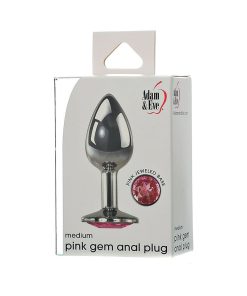 Adam & Eve Pink Gem Anal Plug Medium – Body-Safe Metal Butt Plug