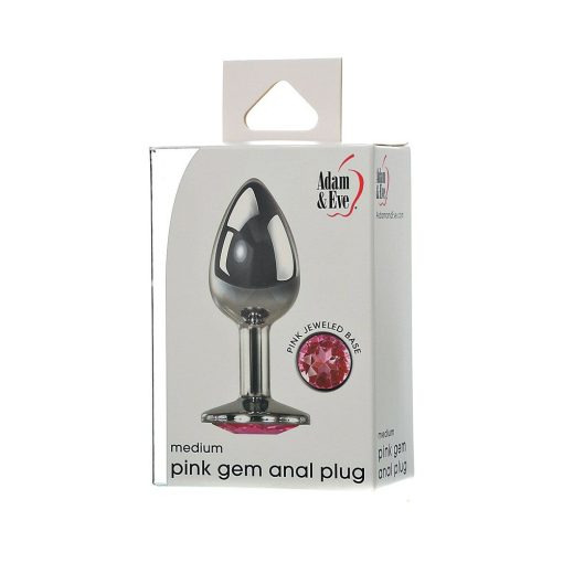 Adam & Eve Pink Gem Anal Plug Medium – Body-Safe Metal Butt Plug