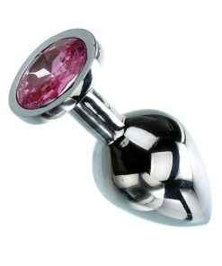 Adam & Eve Pink Gem Anal Plug Medium – Body-Safe Metal Butt Plug