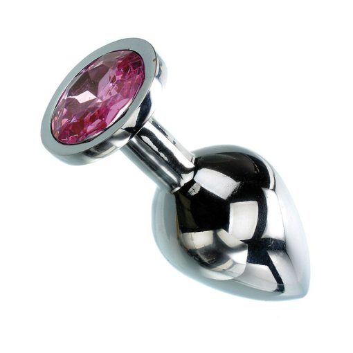 Adam & Eve Pink Gem Anal Plug Medium – Body-Safe Metal Butt Plug - Image 3