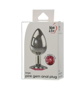 Adam & Eve Large Pink Gem Anal Plug – Metal Jeweled Temperature Play Toy