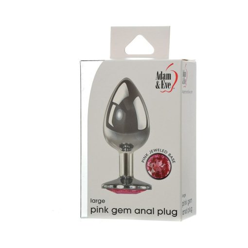 Adam & Eve Large Pink Gem Anal Plug – Metal Jeweled Temperature Play Toy