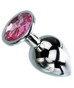 Adam & Eve Large Pink Gem Anal Plug – Metal Jeweled Temperature Play Toy