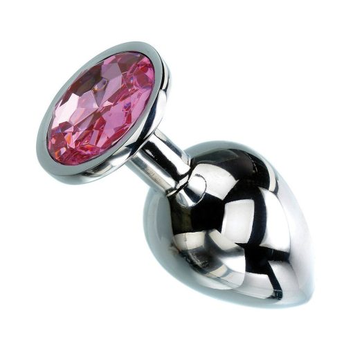 Adam & Eve Large Pink Gem Anal Plug – Metal Jeweled Temperature Play Toy - Image 3