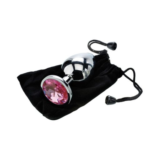 Adam & Eve Large Pink Gem Anal Plug – Metal Jeweled Temperature Play Toy - Image 6