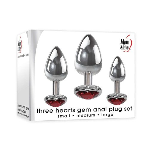 Adam & Eve Three Hearts Gem Anal Plug Set – Metal Training Kit