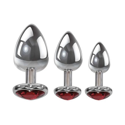 Adam & Eve Three Hearts Gem Anal Plug Set – Metal Training Kit - Image 2