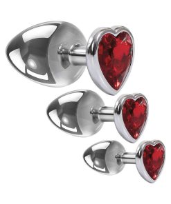 Adam & Eve Three Hearts Gem Anal Plug Set – Metal Training Kit